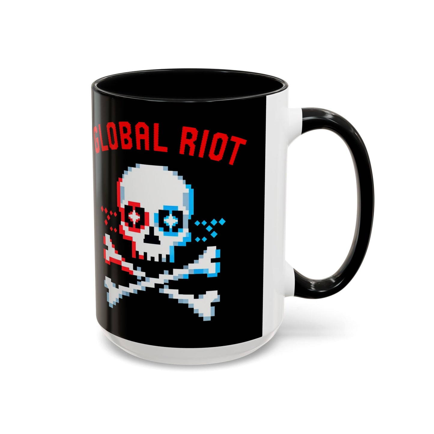 Taza de café con calavera pixelada de Global Riot (325 ml y 433 ml)