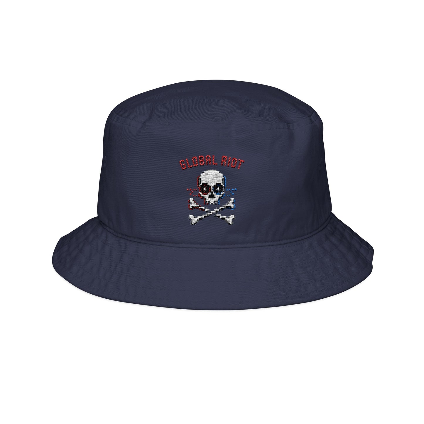 Global Riot Pixel Skull Embroidered Bucket Hat