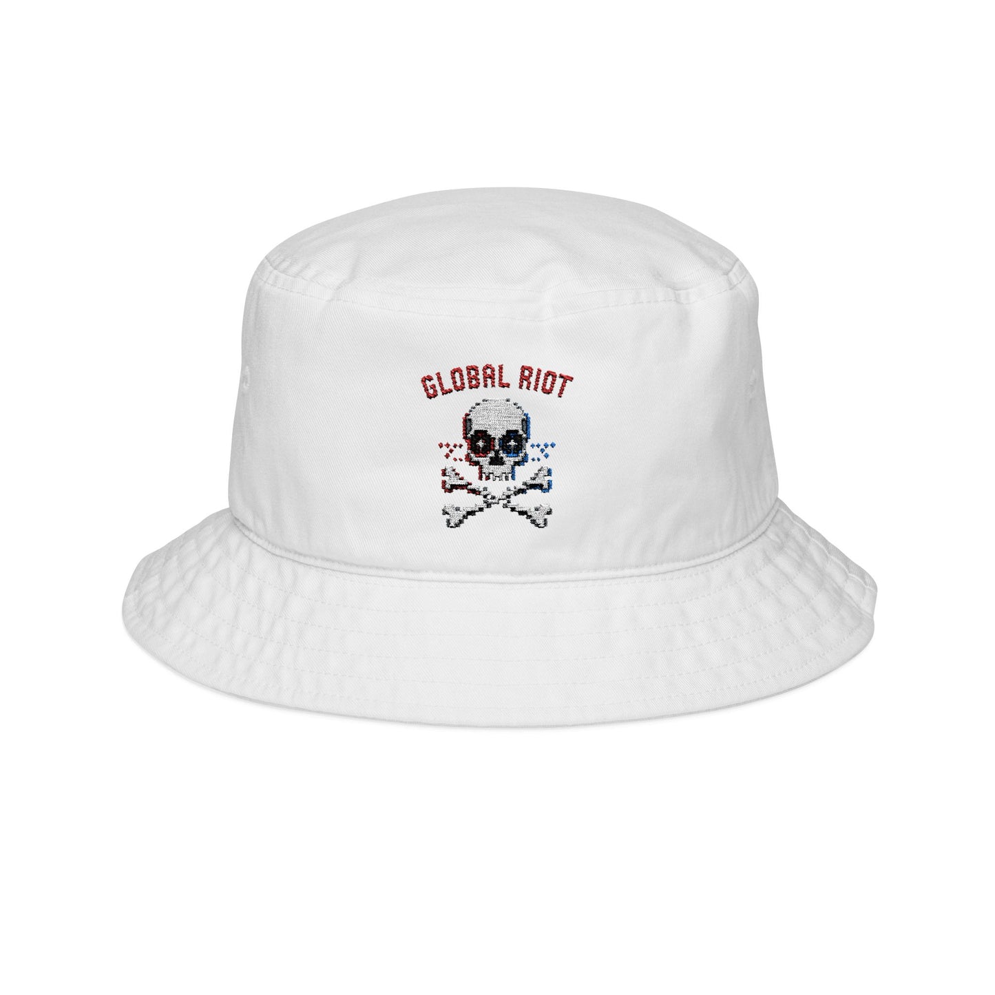 Global Riot Pixel Skull Embroidered Bucket Hat