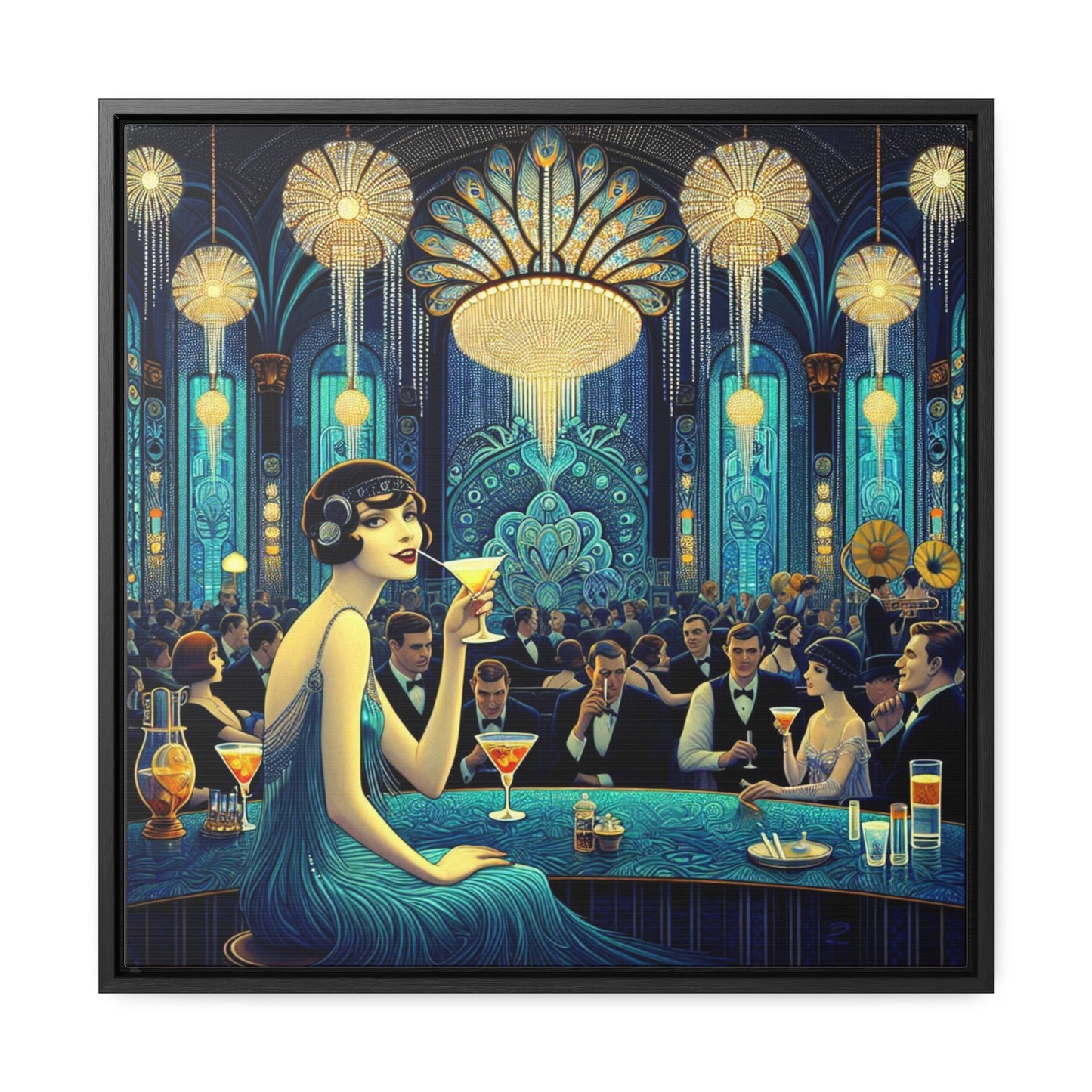 Flapper Days, lienzo de galería, marco cuadrado