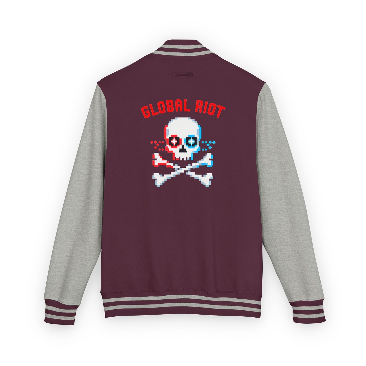 Chaqueta unisex de peso pesado con diseño de calavera pixelada de Global Riot