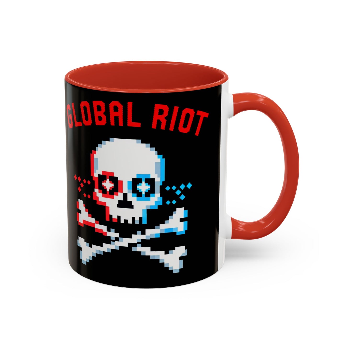 Taza de café con calavera pixelada de Global Riot (325 ml y 433 ml)