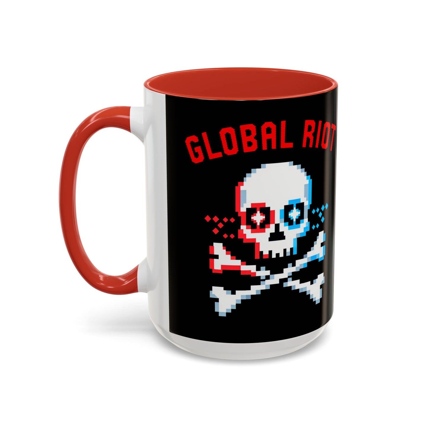 Taza de café con calavera pixelada de Global Riot (325 ml y 433 ml)