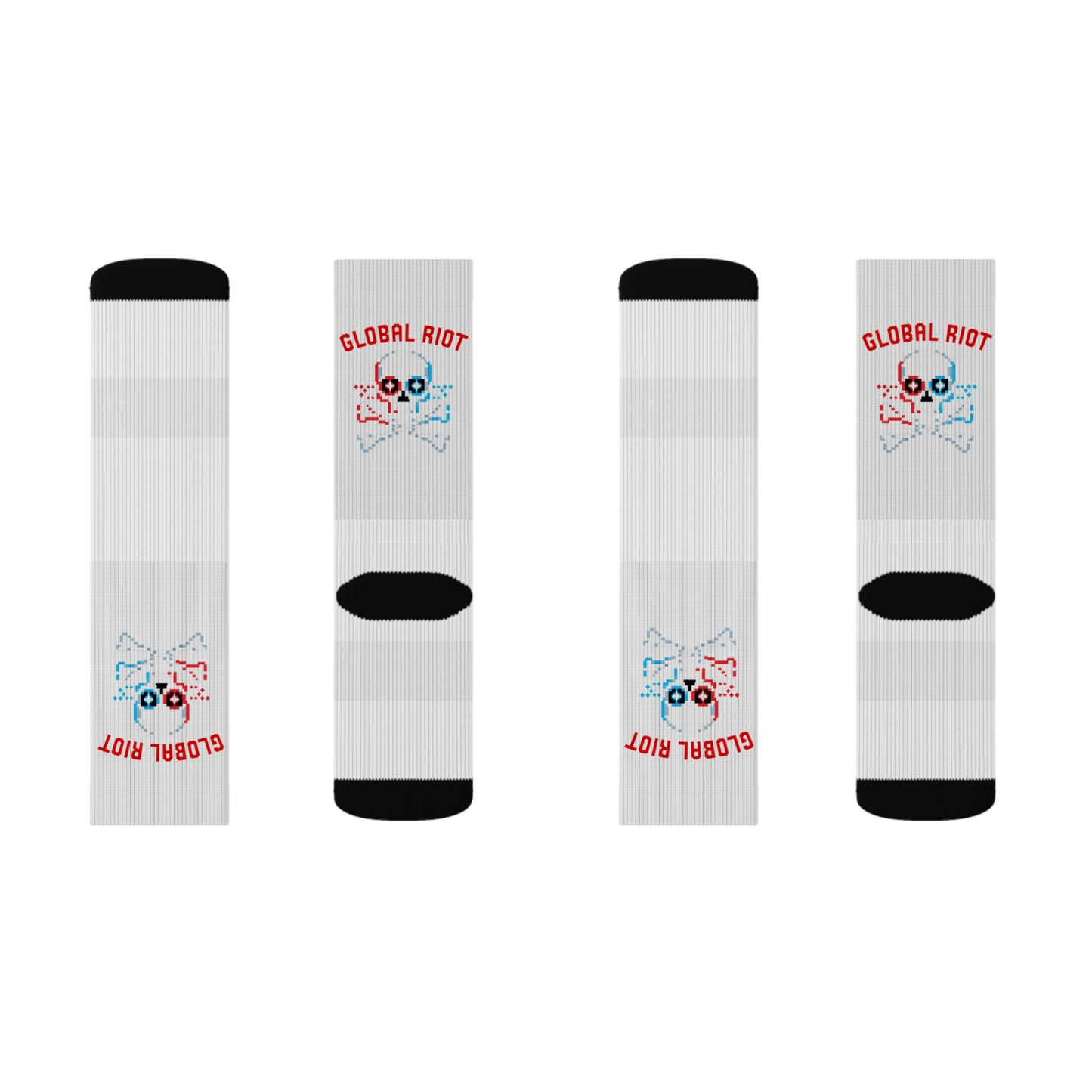 Global Riot Pixel Skull Crew Socks