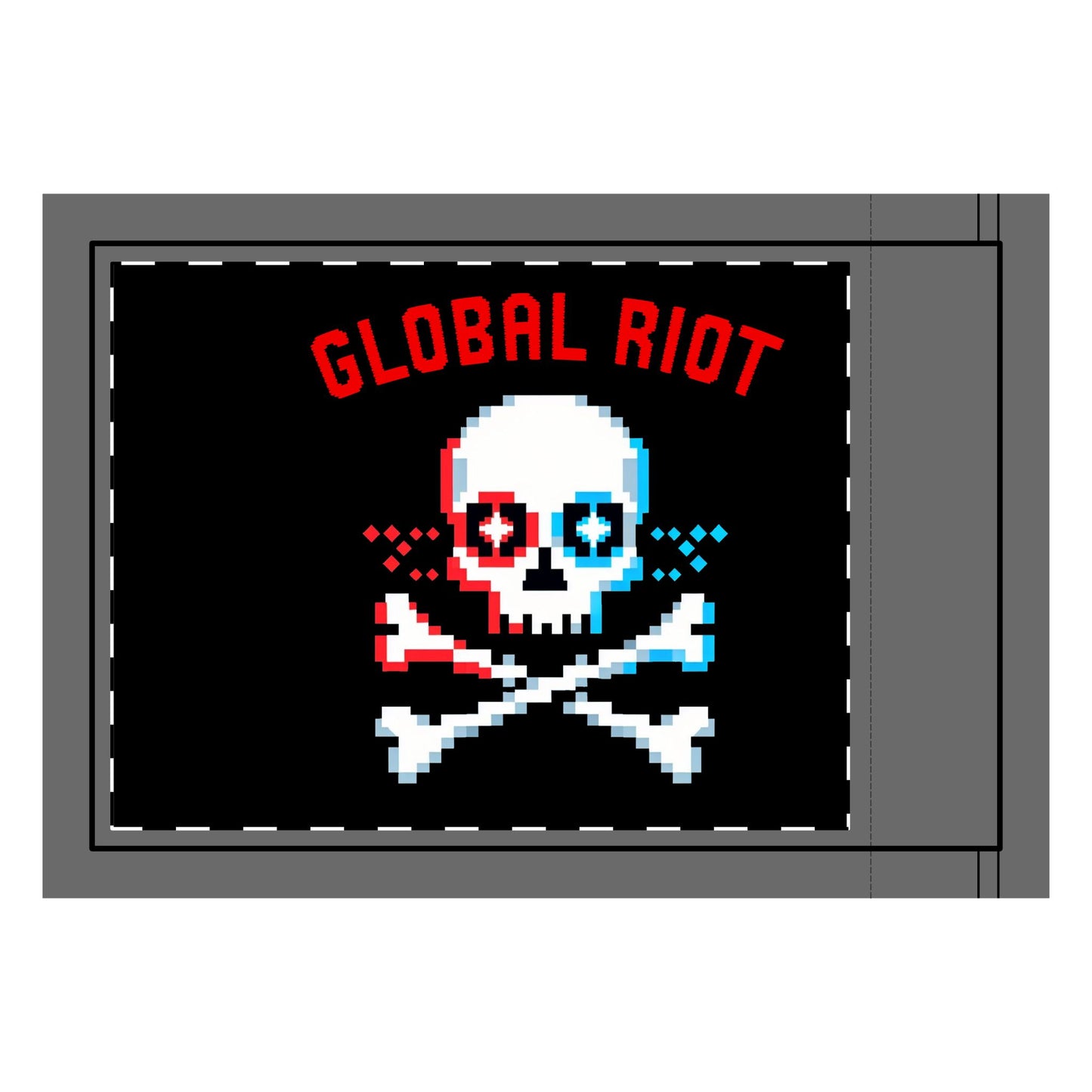 Bandera de doble cara de Jolly Roger con calavera pixelada de Absurditees