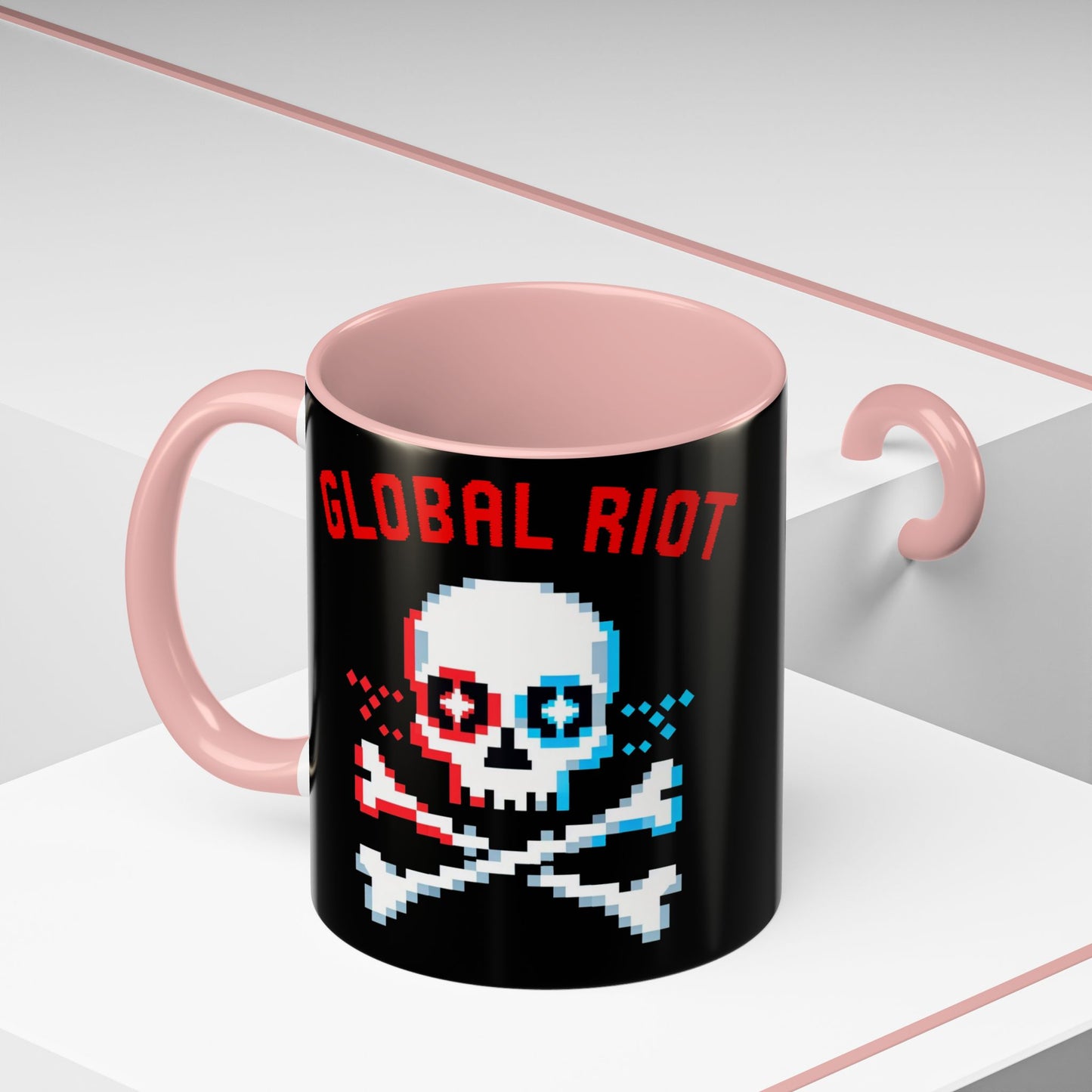 Taza de café con calavera pixelada de Global Riot (325 ml y 433 ml)
