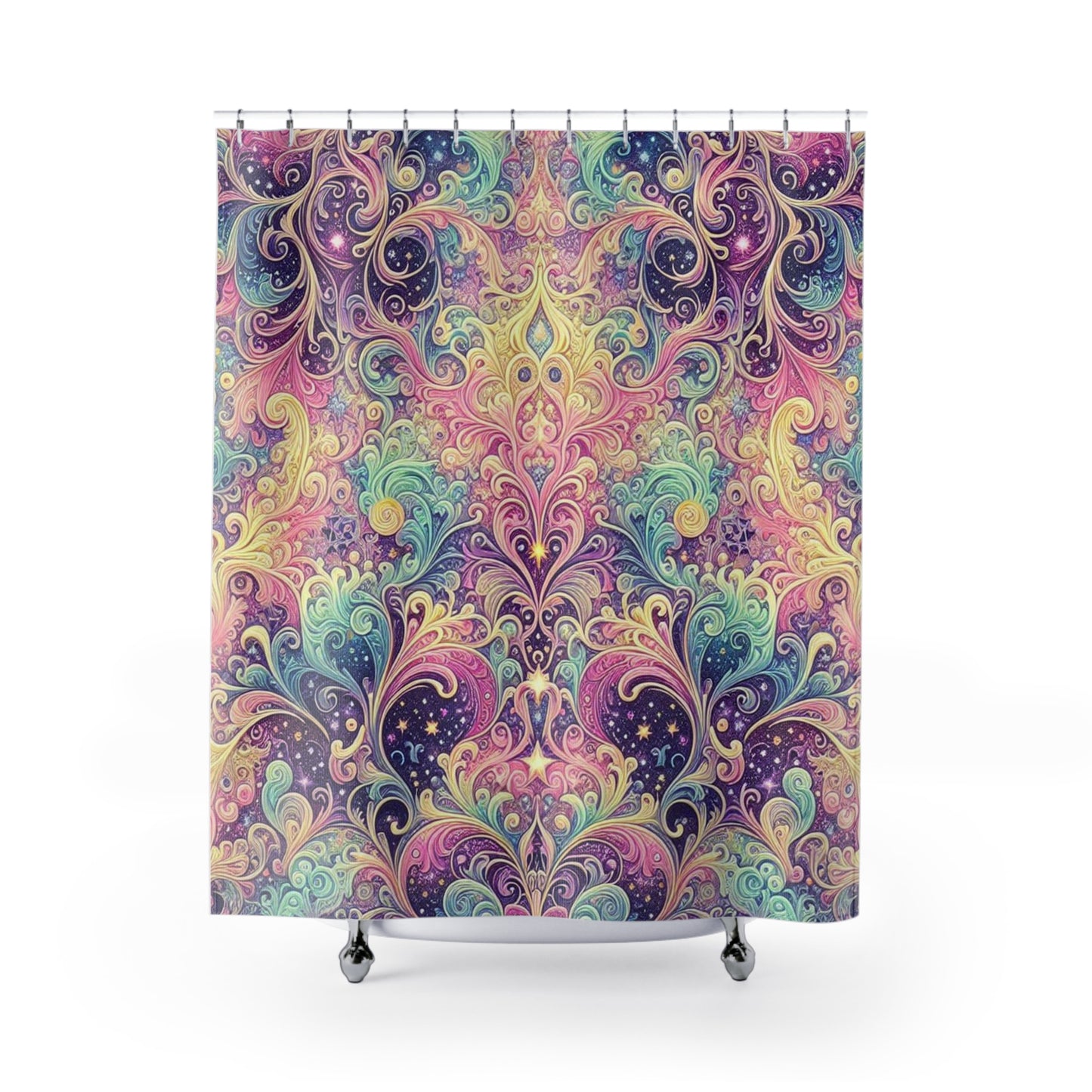 Cortina de ducha bohemia vibrante: diseño floral colorido para una renovación de baño alegre