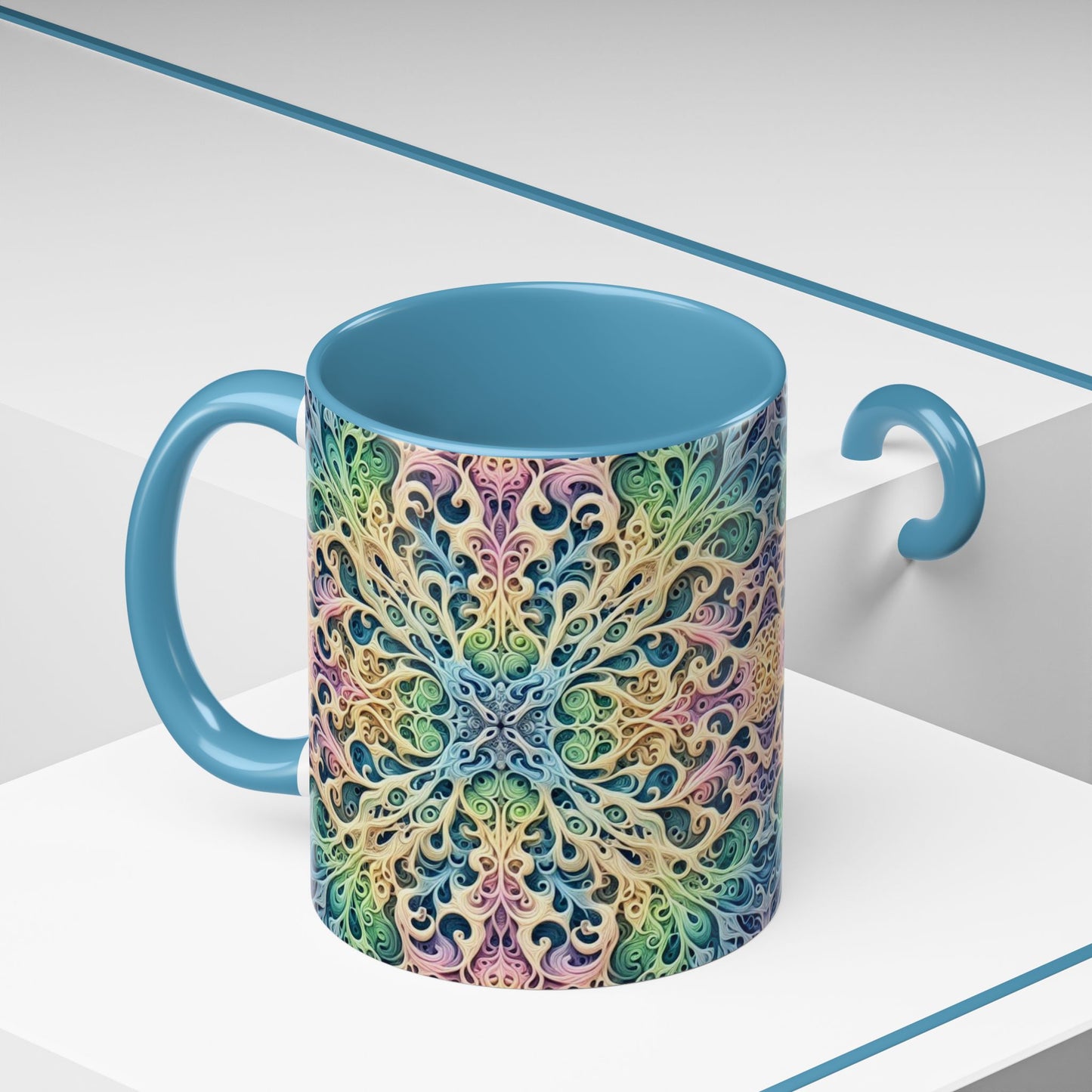 Taza de café con detalles de mandala colorido - 325 ml y 430 ml
