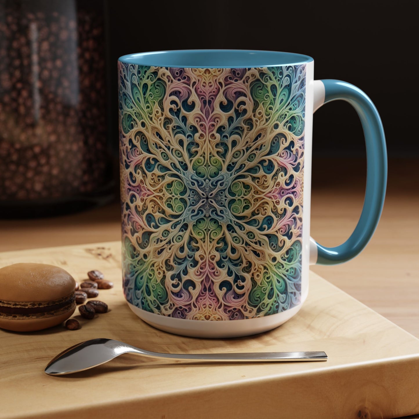 Taza de café con detalles de mandala colorido - 325 ml y 430 ml