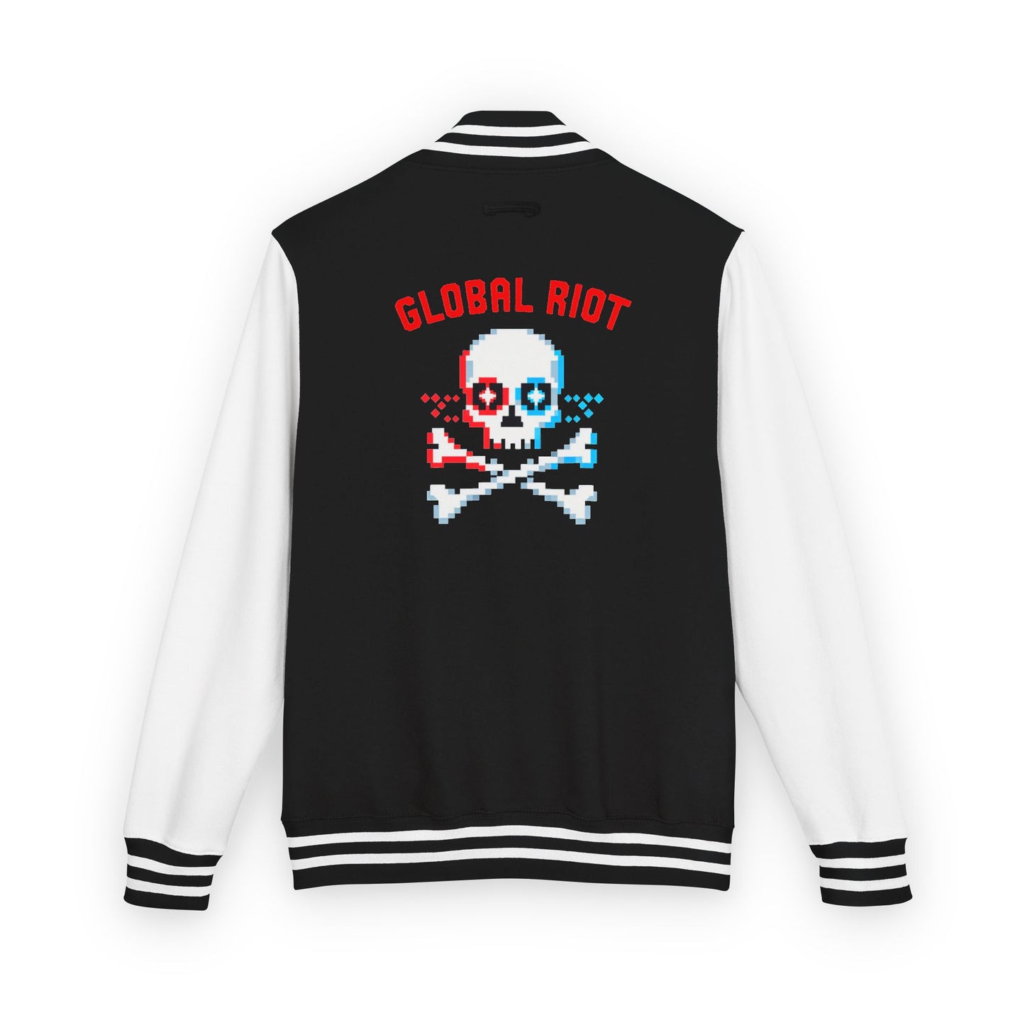 Chaqueta unisex de peso pesado con diseño de calavera pixelada de Global Riot