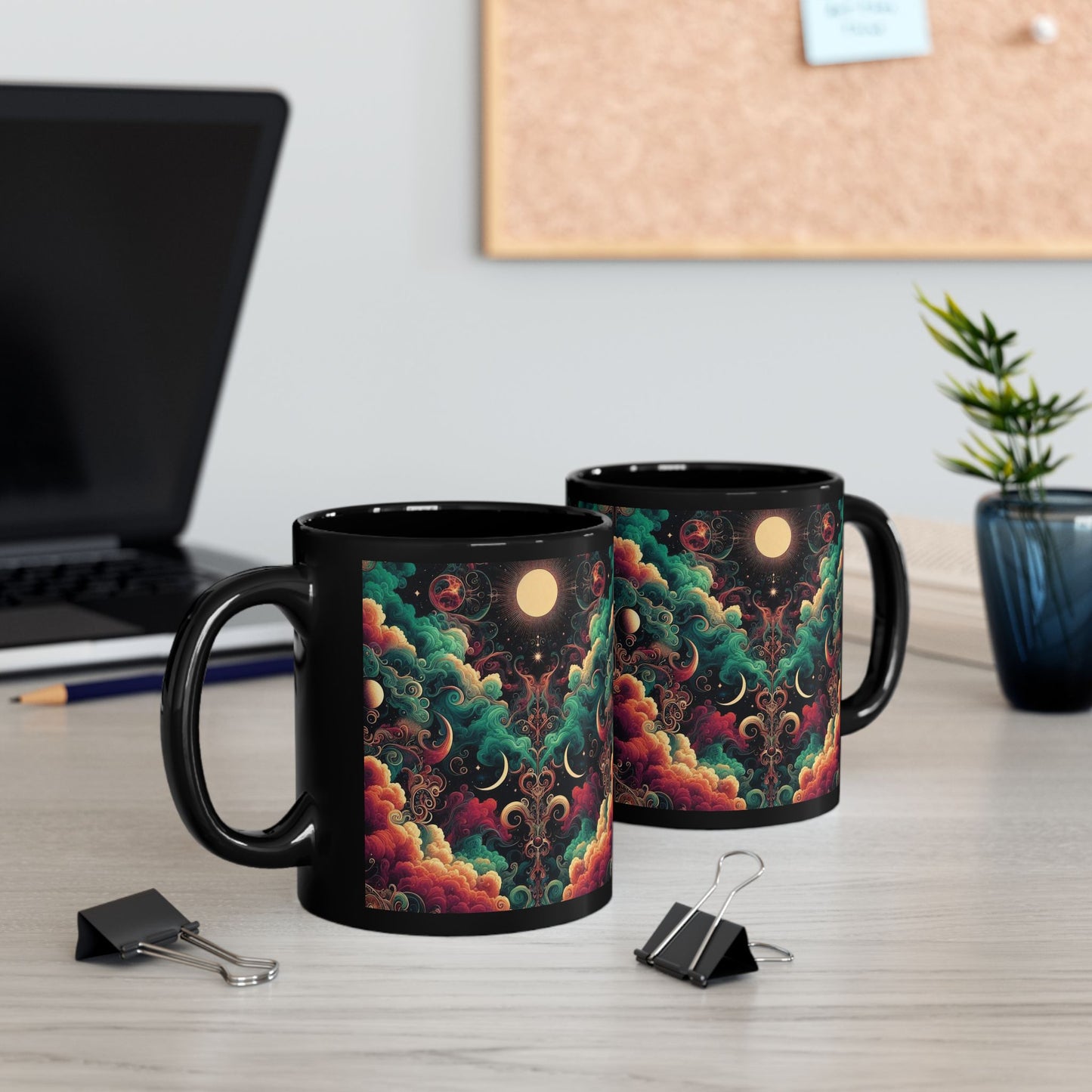 Taza negra Nebulosa Psicodélica - 325 ml y 430 ml