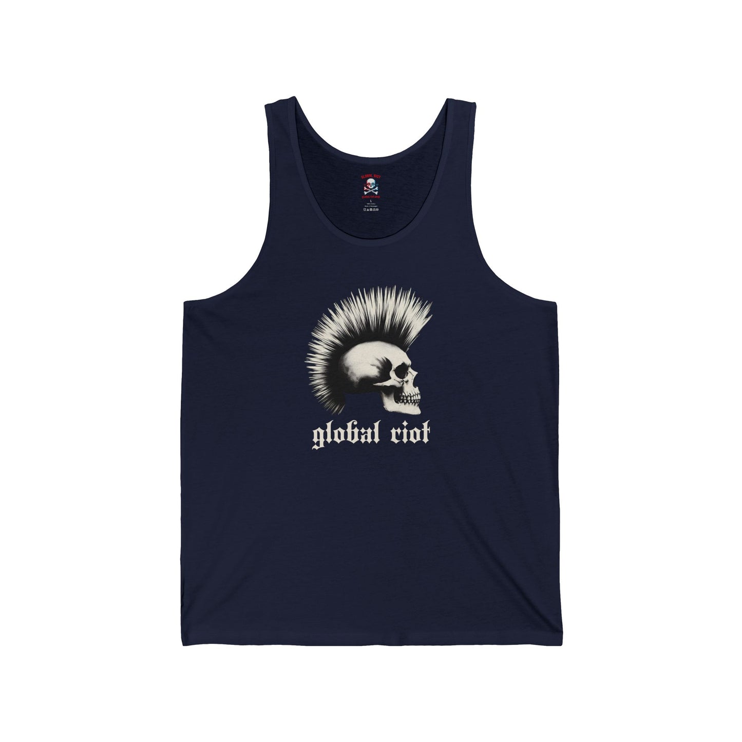 Camiseta sin mangas unisex con calavera punk de Global Riot 