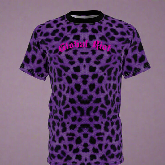 Global Riot Purple Cheetah Print Unisex T-Shirt