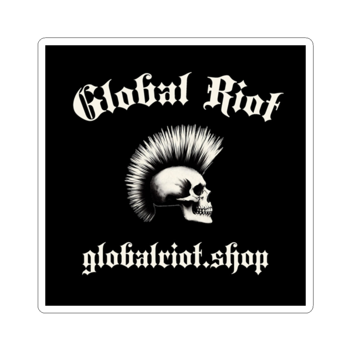 Pegatinas troqueladas de calaveras de Global Riot Punk