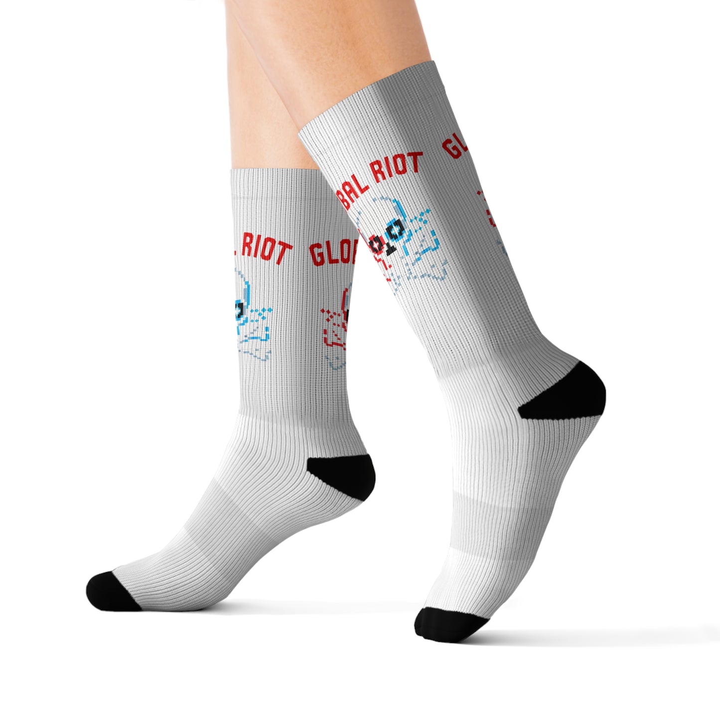 Global Riot Pixel Skull Crew Socks