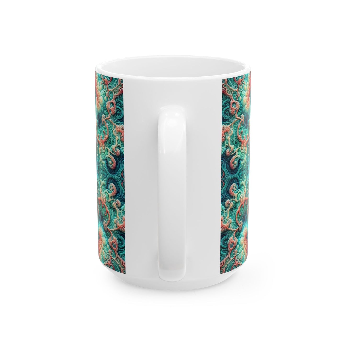Taza de cerámica de damasco verde psicodélico (325 ml y 433 ml) 