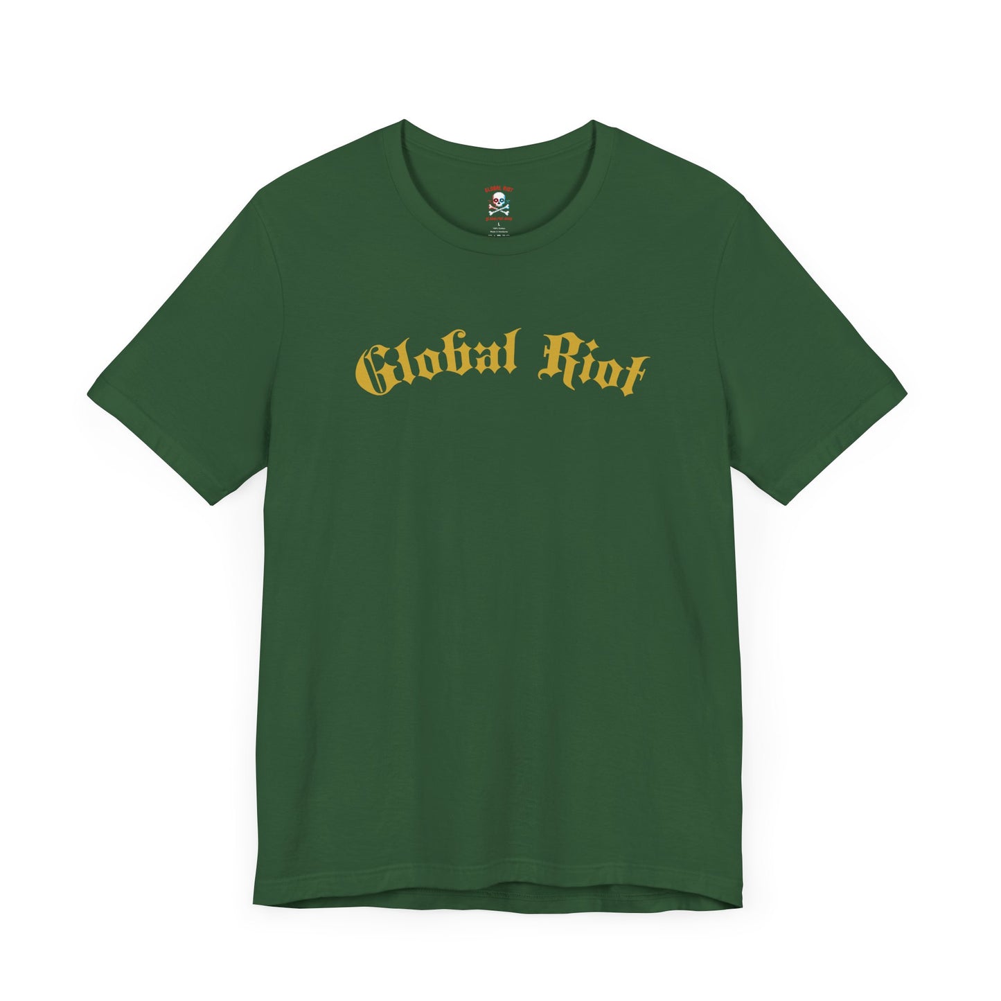 Global Riot Unisex T-Shirt, Gold Lettering