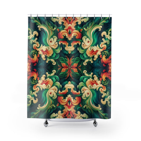 Elegante cortina de ducha floral - Decoración de baño bohemia 