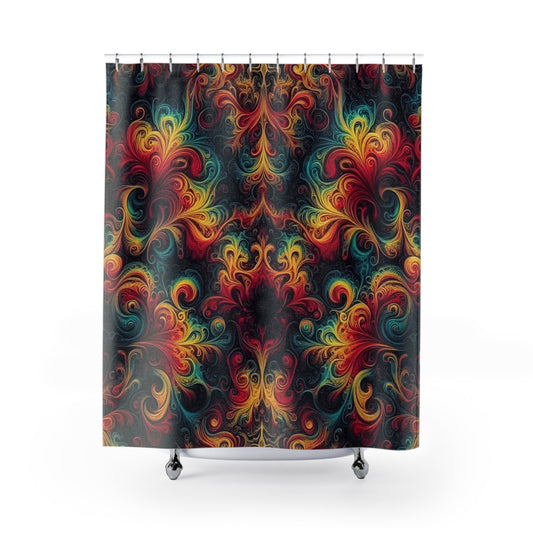 Cortinas de ducha de damasco psicodélico 