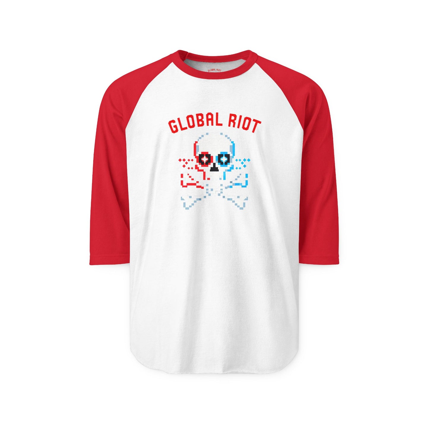 Global Riot Pixel Skull Unisex Baseball Tee