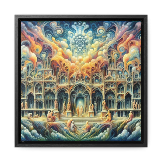 La caída de Babilonia, lienzos de galería, marco cuadrado 
