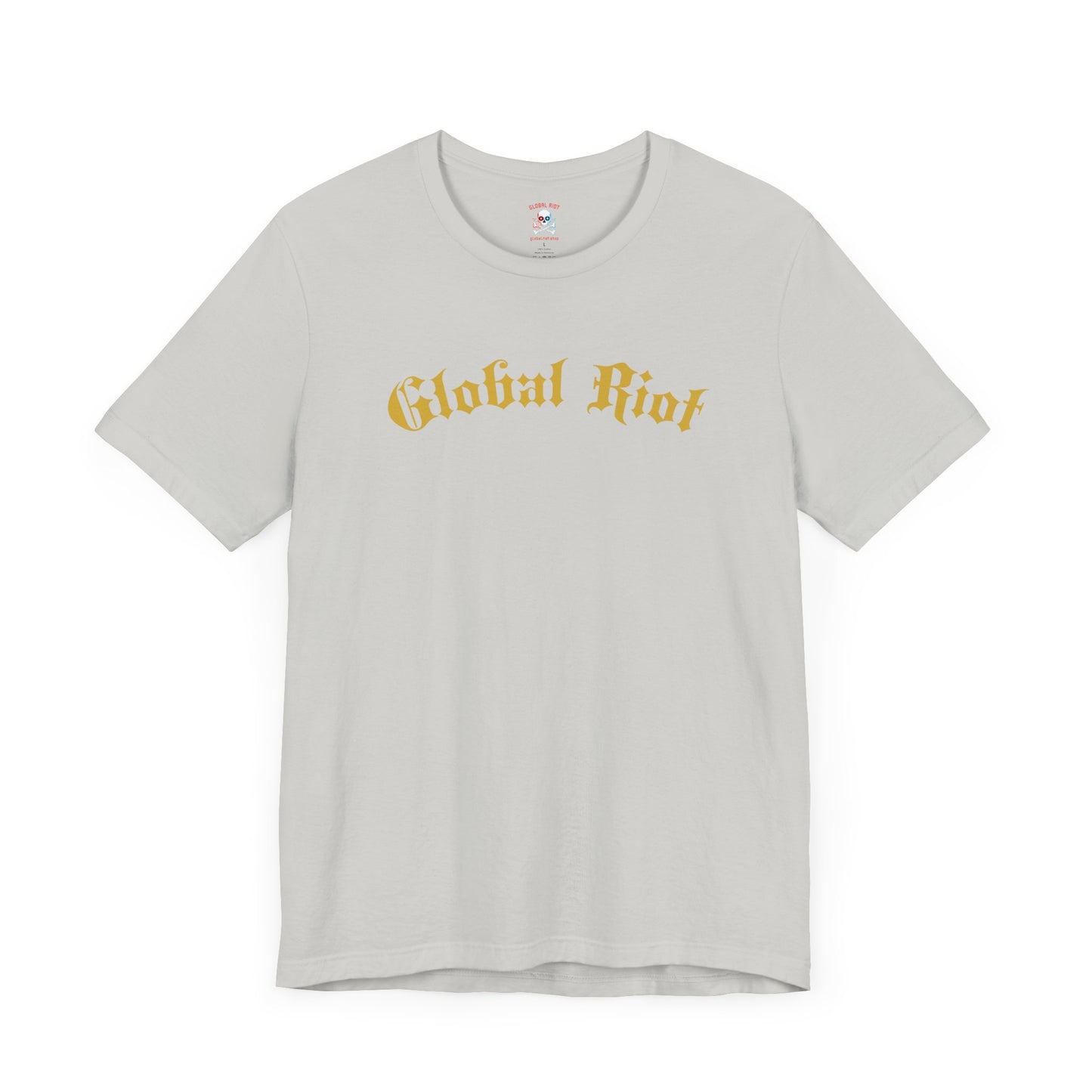 Global Riot Unisex T-Shirt, Gold Lettering