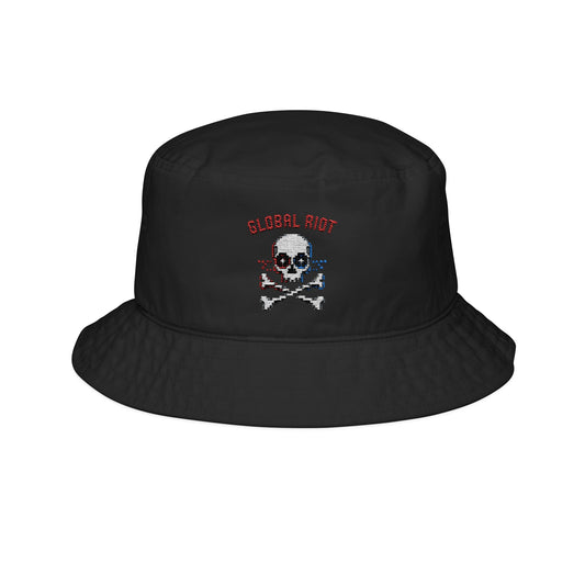 Global Riot Pixel Skull Embroidered Bucket Hat