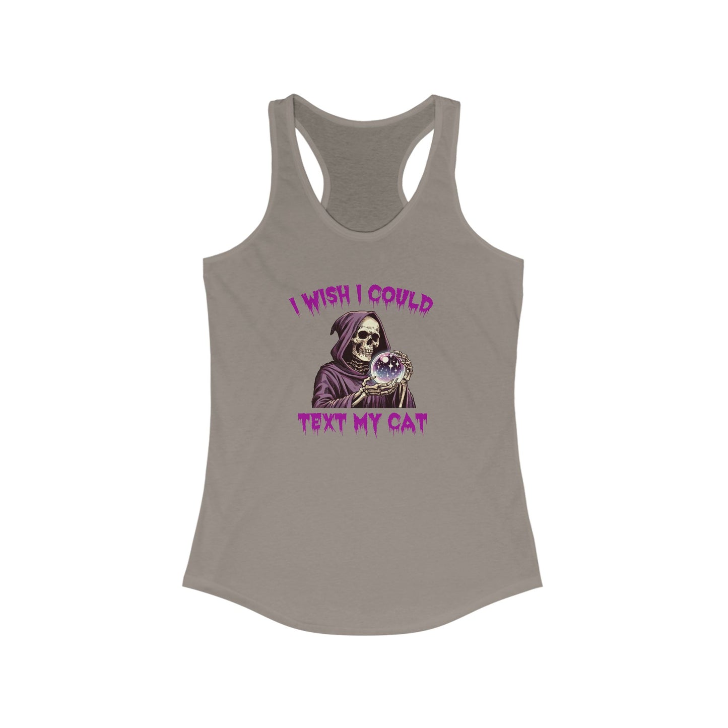 Ojalá pudiera enviarle un mensaje de texto a mi gato - Camiseta sin mangas con espalda cruzada para mujer