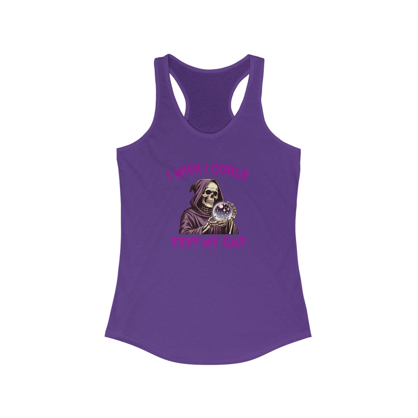 Ojalá pudiera enviarle un mensaje de texto a mi gato - Camiseta sin mangas con espalda cruzada para mujer