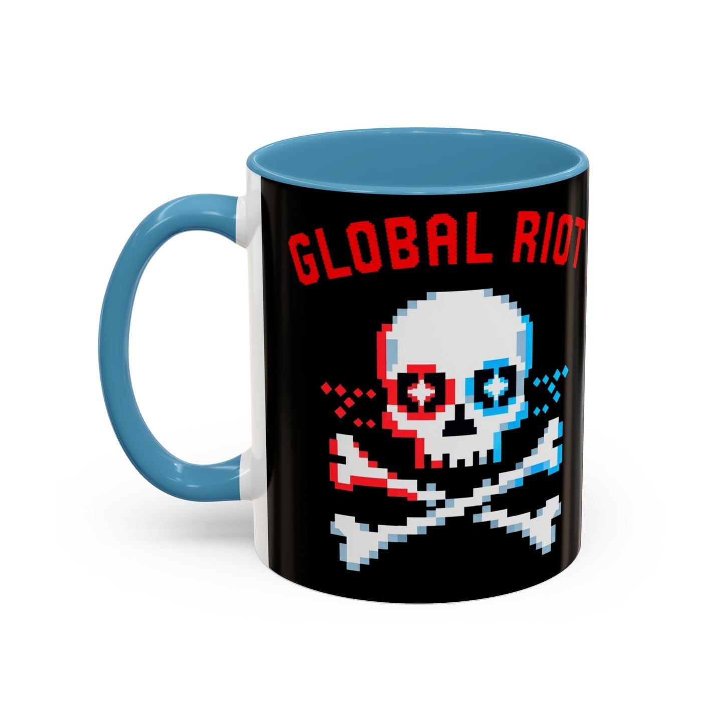 Taza de café con calavera pixelada de Global Riot (325 ml y 433 ml) 
