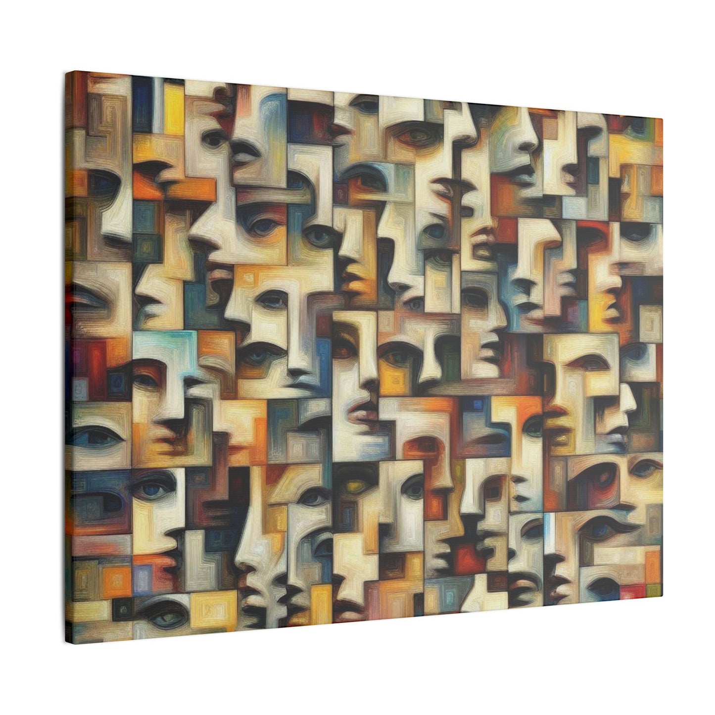 Lienzo mate "Muchas caras", estirado, 0,75"