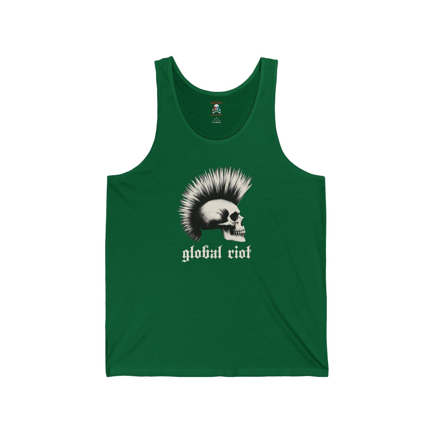 Camiseta sin mangas unisex con calavera punk de Global Riot 