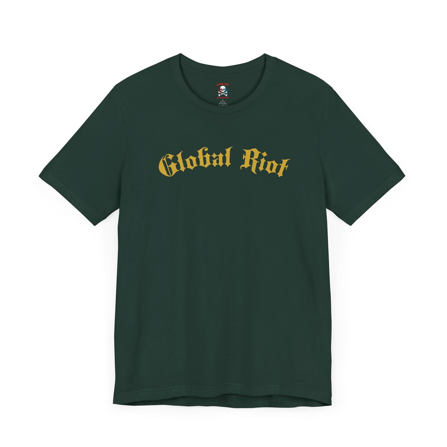Global Riot Unisex T-Shirt, Gold Lettering