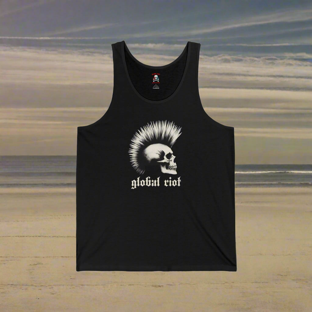 Camiseta sin mangas unisex con calavera punk de Global Riot 