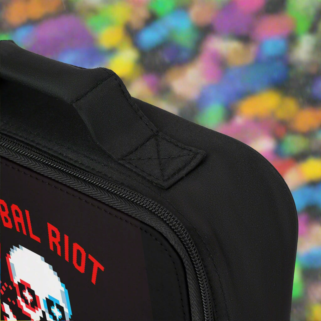 Bolsa de almuerzo estilo vintage con calavera pixelada de Global Riot