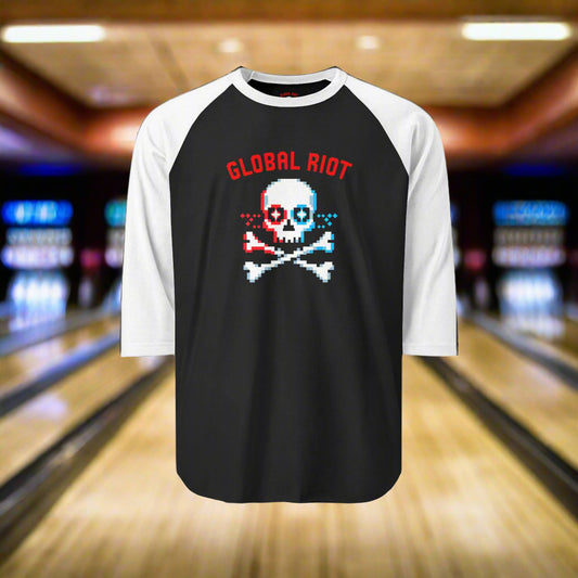 Global Riot Pixel Skull Unisex Baseball Tee
