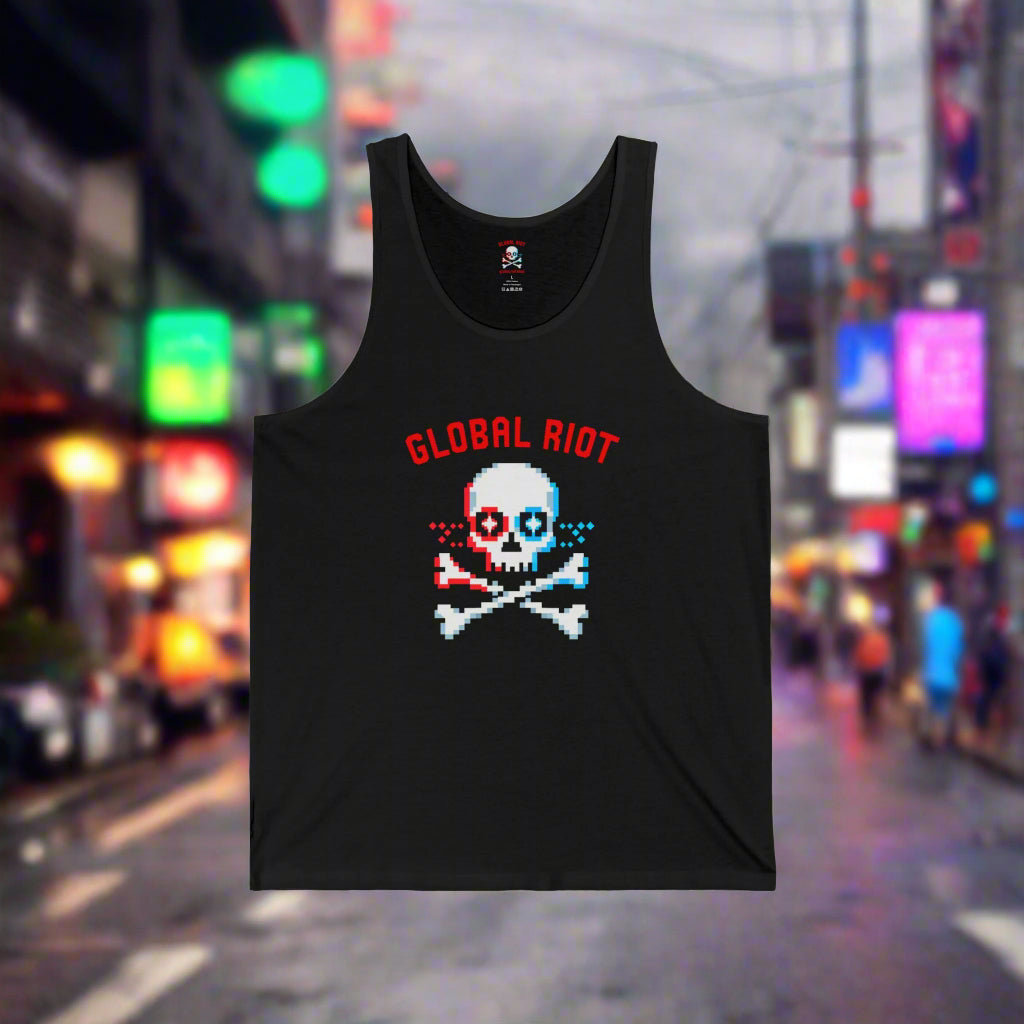Camiseta sin mangas unisex con calavera de Global Riot 