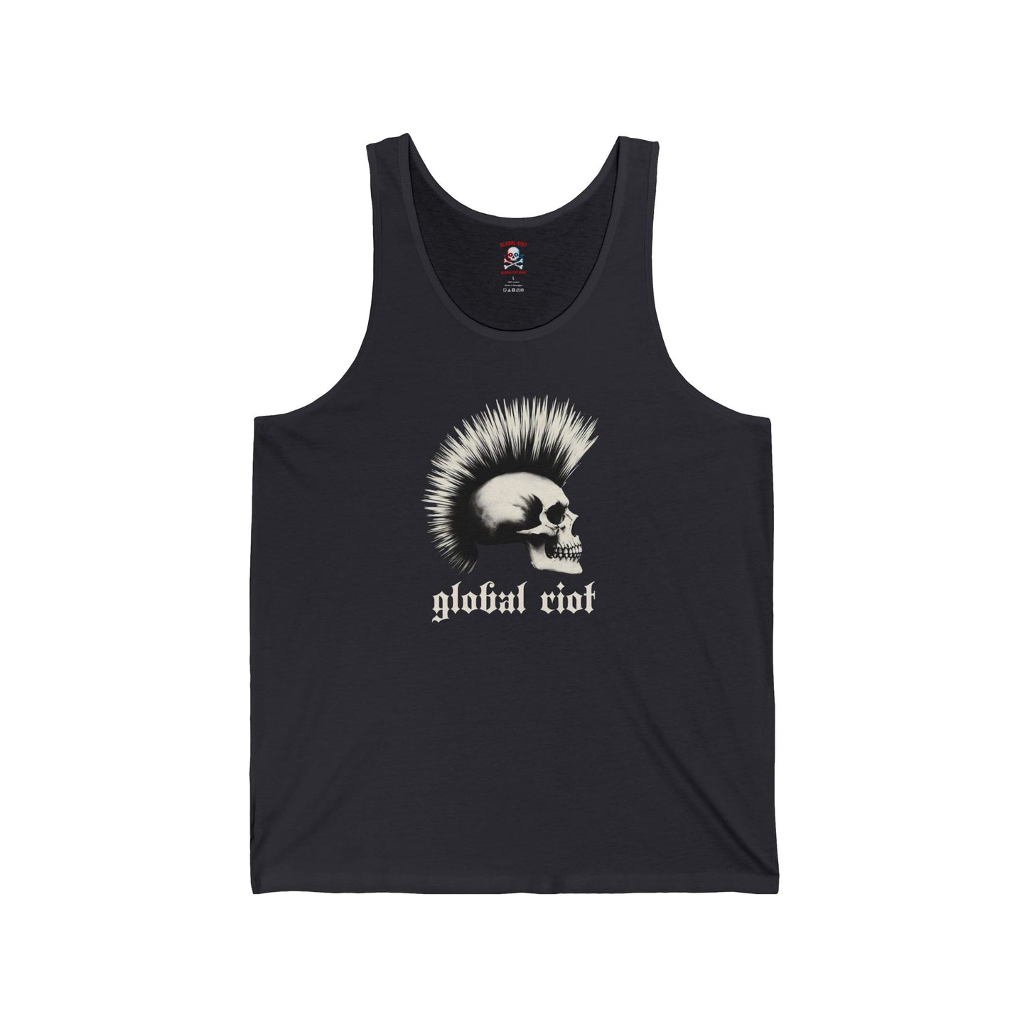 Camiseta sin mangas unisex con calavera punk de Global Riot 