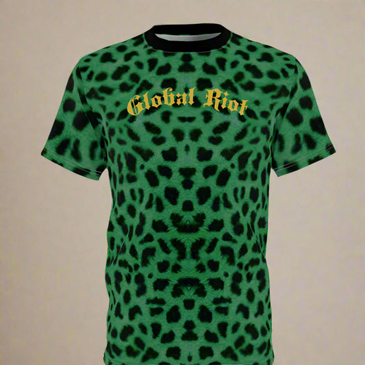Global Riot Green Cheetah Print Unisex T-Shirt